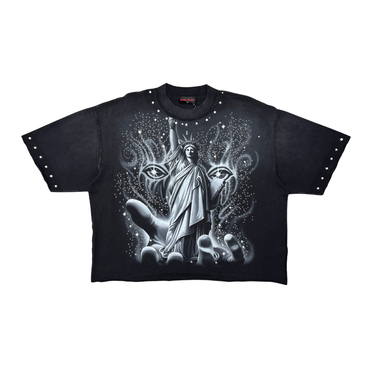 RARE PEACE| STATUE OF LIBERTY WASHED RHINESTONE TEE
