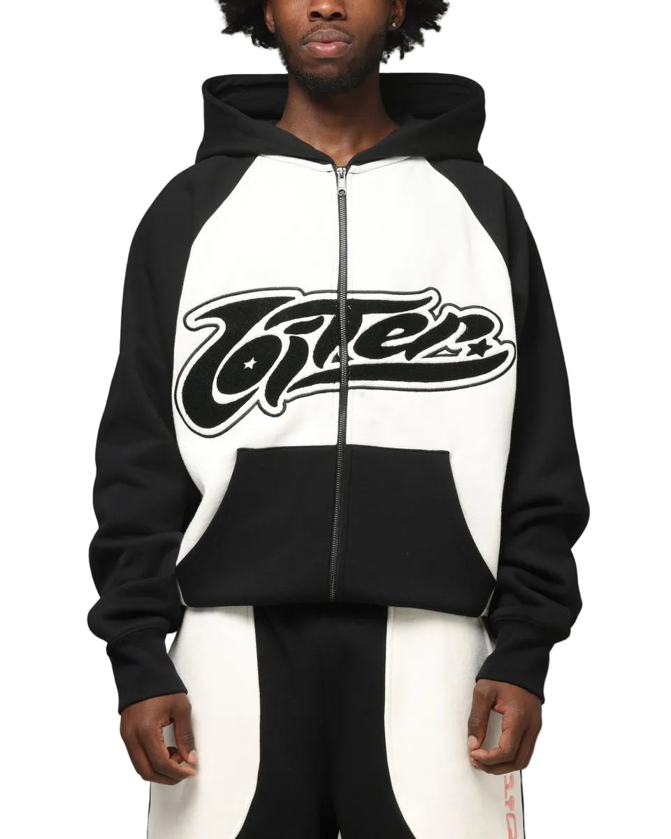 LOITER| JET STREAM ZIP HOODIE BLACK