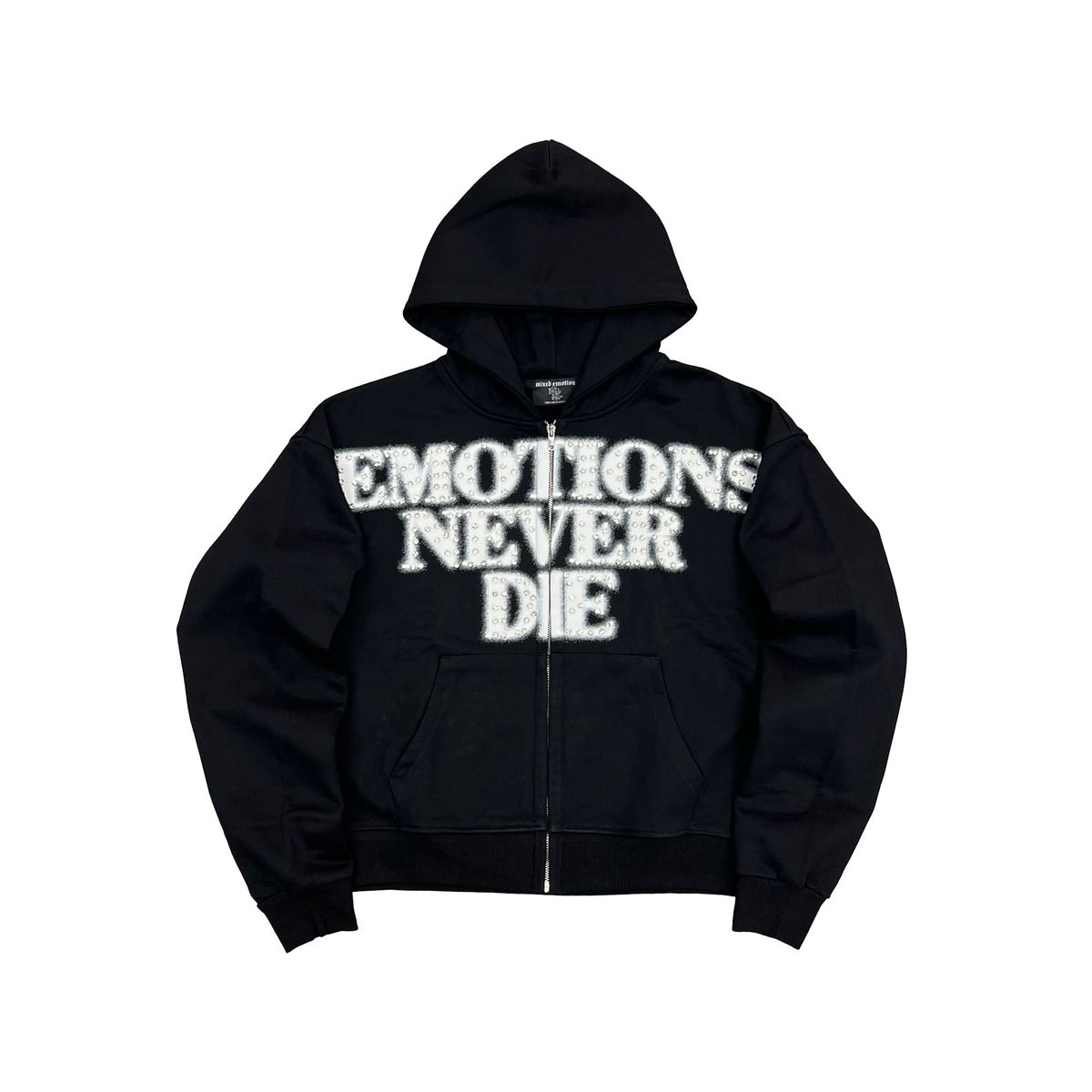 MIXED EMOTION| BLACK END RHINESTONE HOODIE