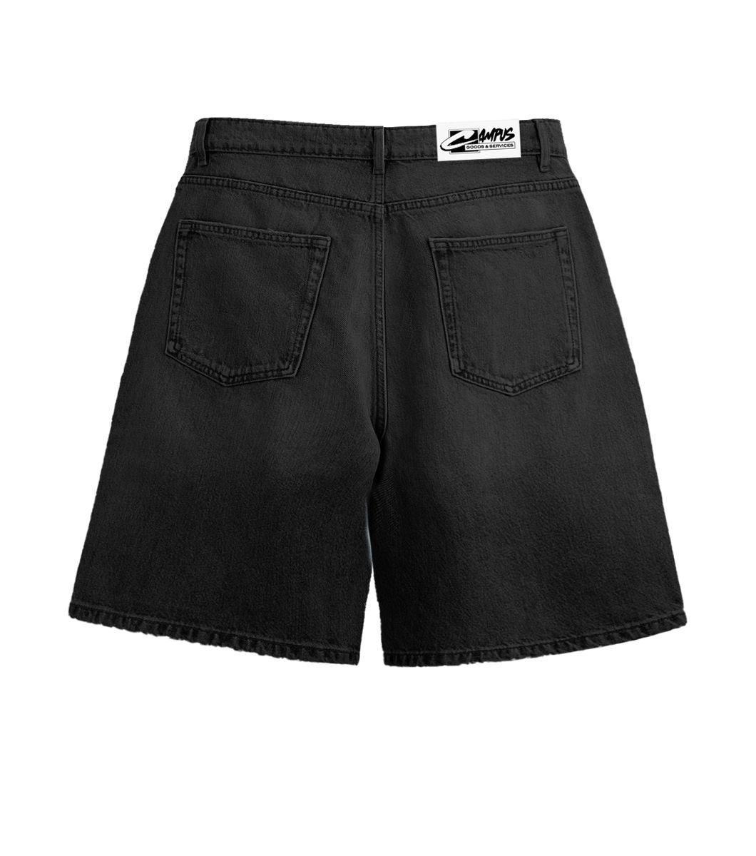 APPLIQUE DENIM SHORTS| BLACK