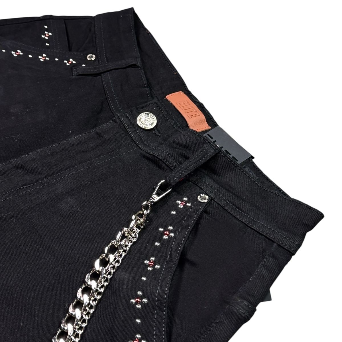 ELITE| KIDS WINNERS EMBELLISHED DENIM SHORTS JET BLACK