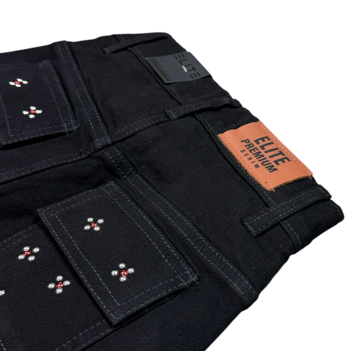 ELITE| KIDS WINNERS EMBELLISHED DENIM SHORTS JET BLACK