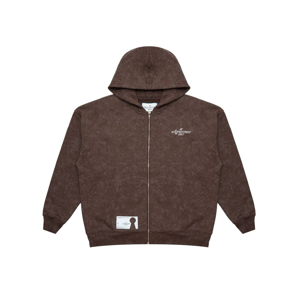 BY APPT ONLY | HEAT CHECK ZIP HOODIE - BROWN, front flat lay