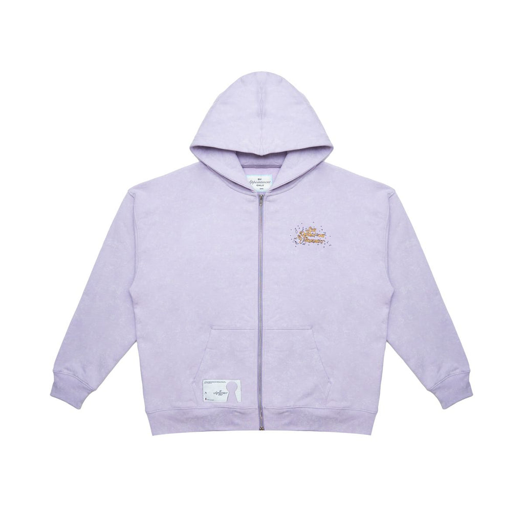 BY APPT ONLY | PAST BEHIND US ZIP HOODIE - PURPLE, front flat lay