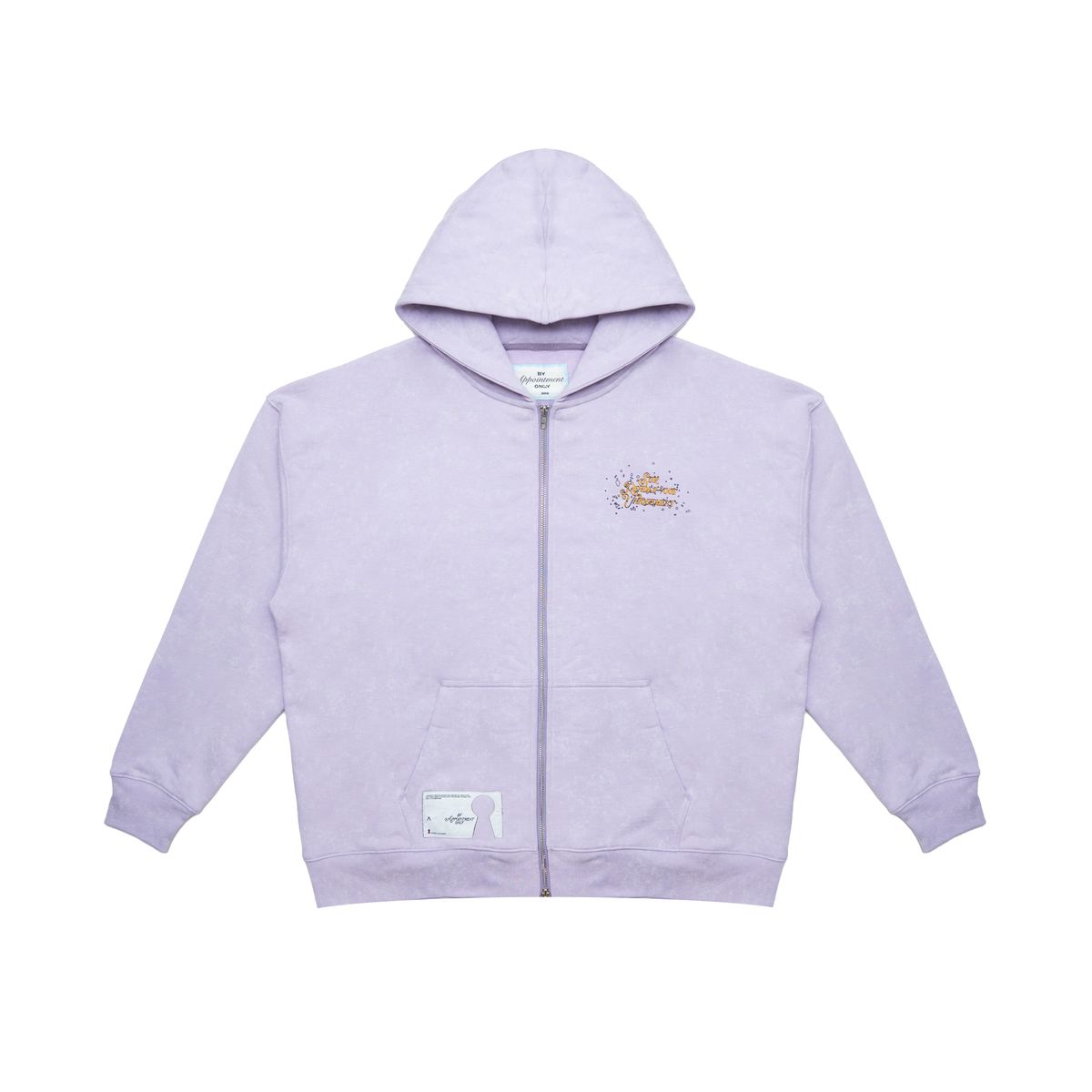 BY APPT ONLY | PAST BEHIND US ZIP HOODIE - PURPLE, front flat lay