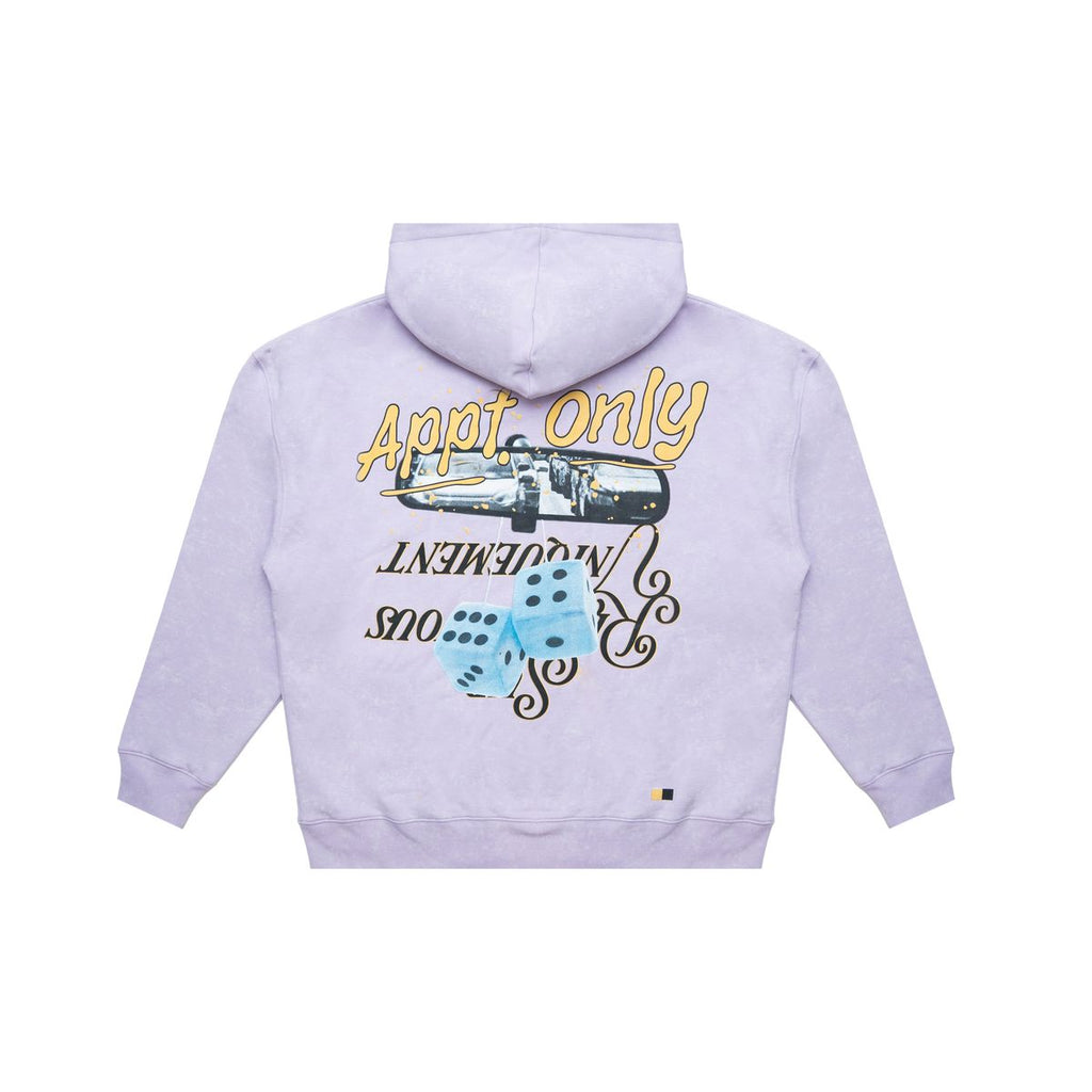 BY APPT ONLY | PAST BEHIND US ZIP HOODIE - PURPLE, back flat lay