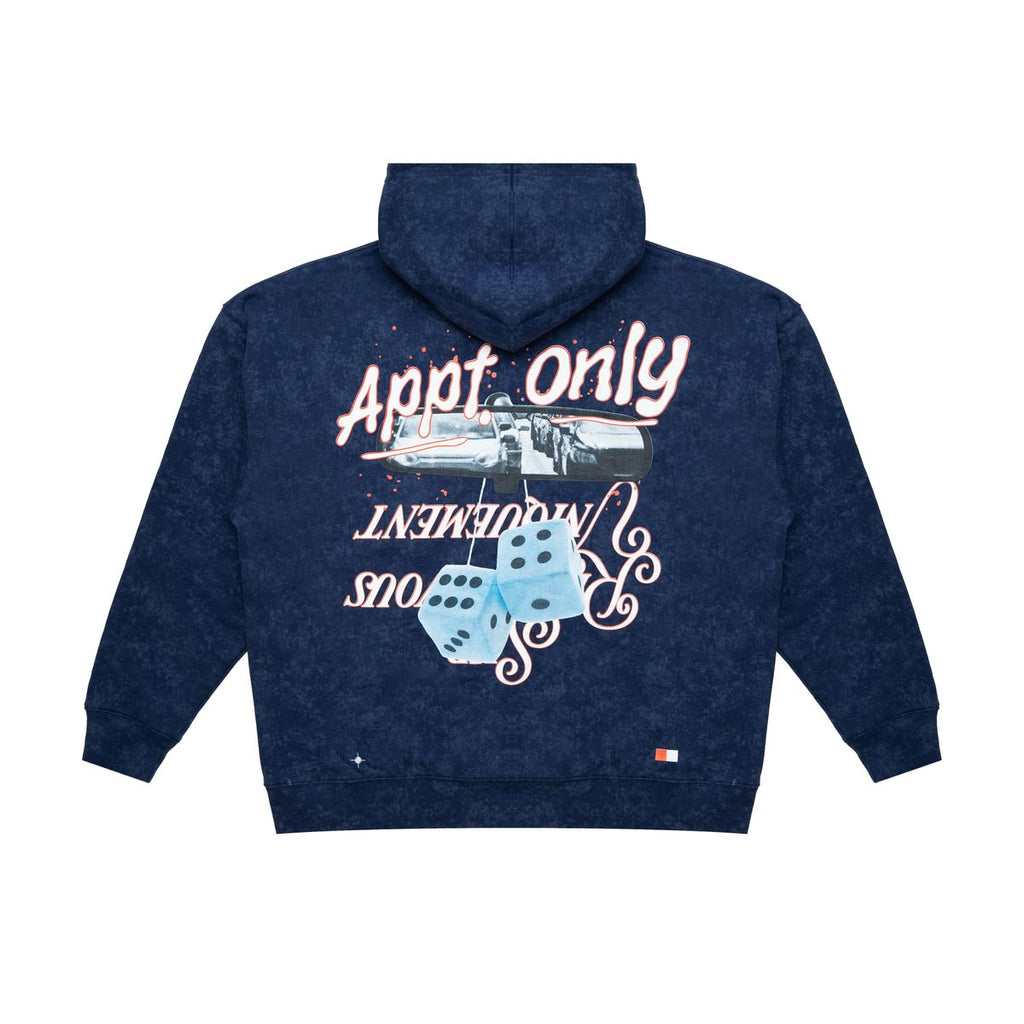 BY APPT ONLY | PAST BEHIND US ZIP HOODIE - BLUE, back flat lay