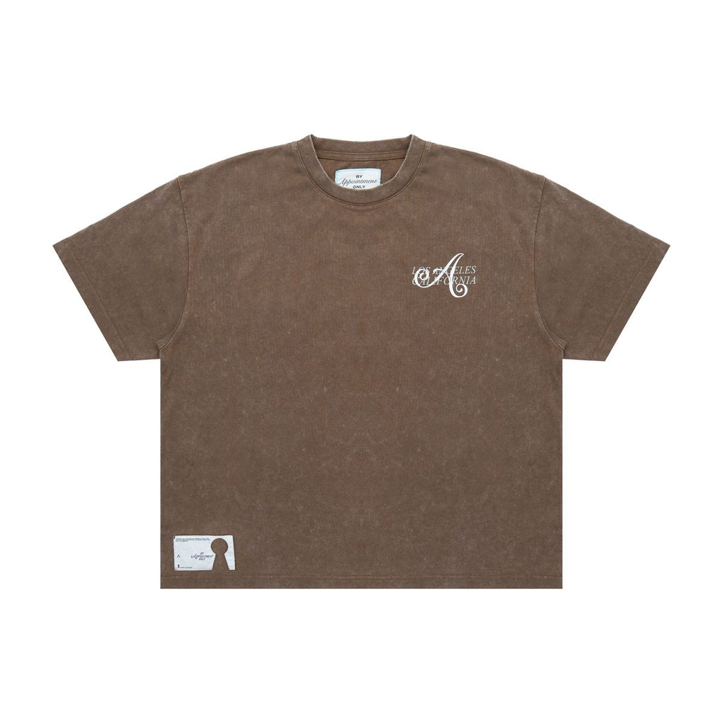 BY APPT ONLY | HEADLINE TEE - BROWN, front flat lay