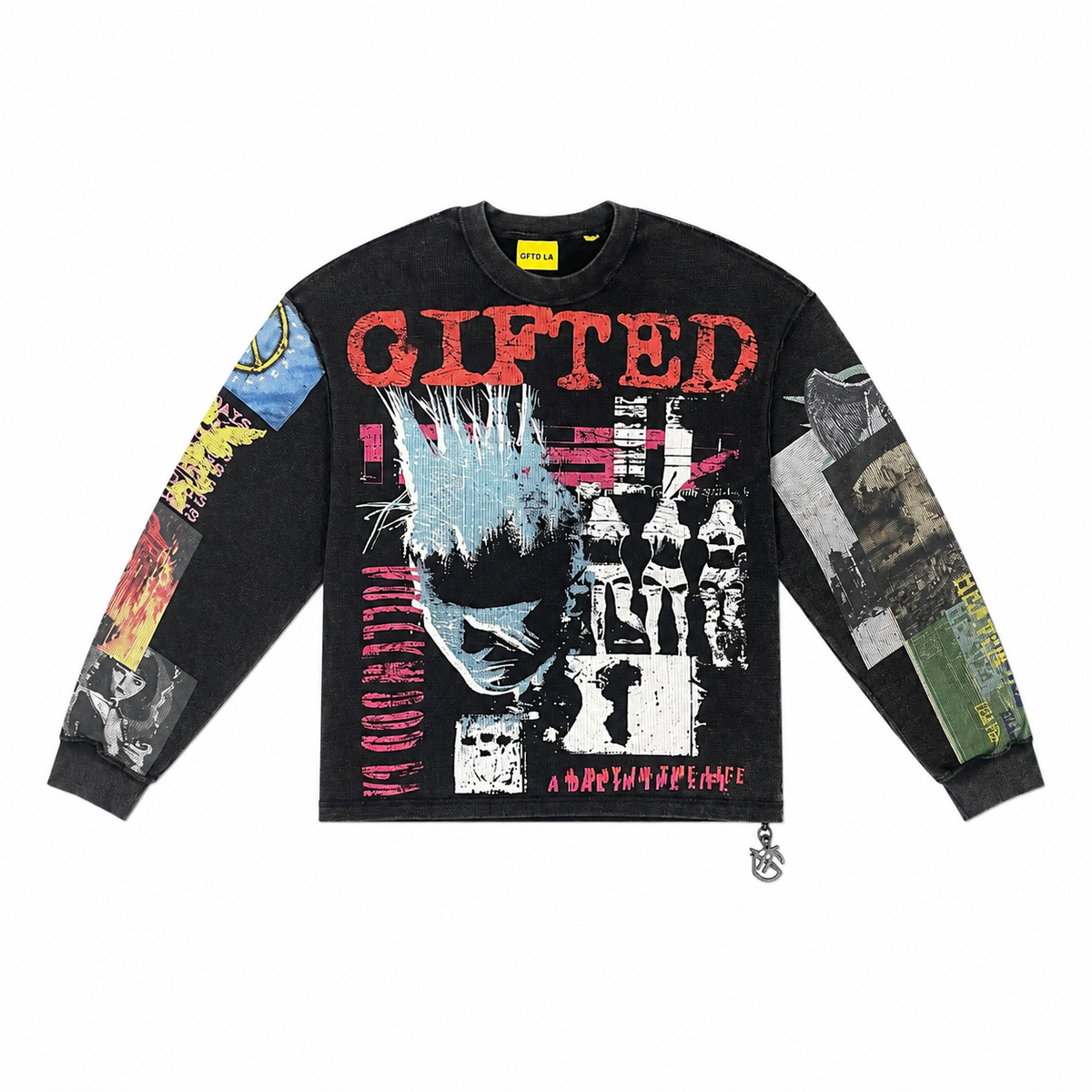 RIOTS IN AMERICA BLACK THERMAL LONG SLEEVE TEE
