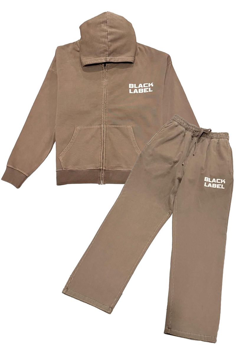 BLACK LABEL BROWN GARMENT DYE JOGGER SET