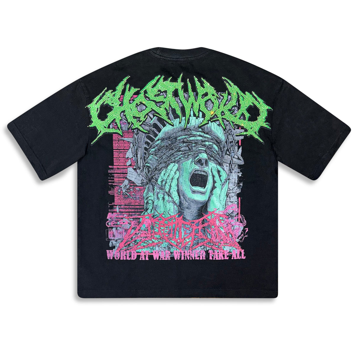 GHST WRLD | WORLD AT WAR TEE - BLACK - back flat lay