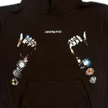 Archive Ministry| Wrist Bling Hoodie Brown