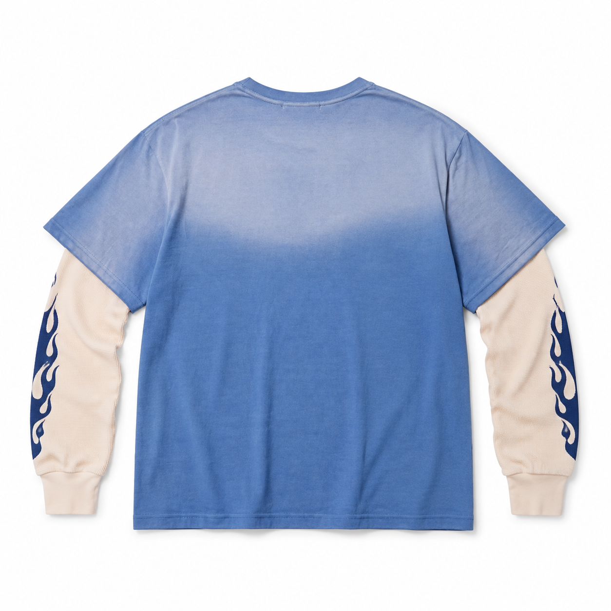 LAYERED FLAME POCKET LONG SLEEVE TEE WASHED BLUE