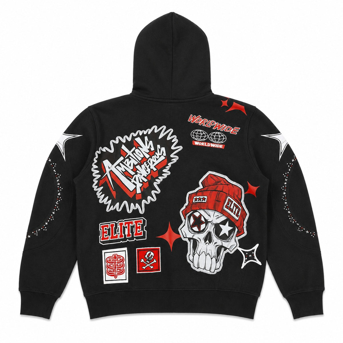 ELITE | MEN’S STREET ART ZIP-UP HOODIE - BLACK (1130-D) - back