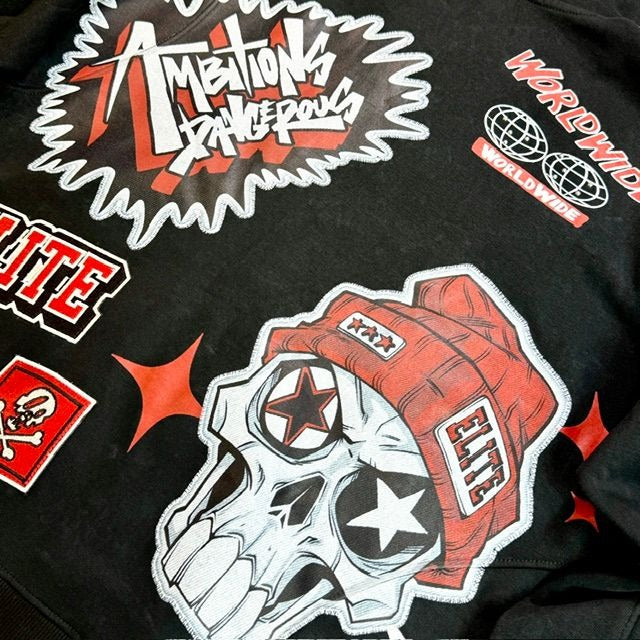 ELITE | MEN’S STREET ART ZIP-UP HOODIE - BLACK (1130-D) - detail 04