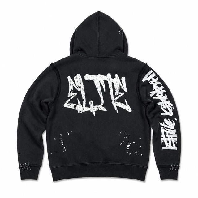 ELITE | MEN’S DOUBLE LAYER ROYAL ZIP-UP HOODIE - BLACK / RED (1135-D) - back