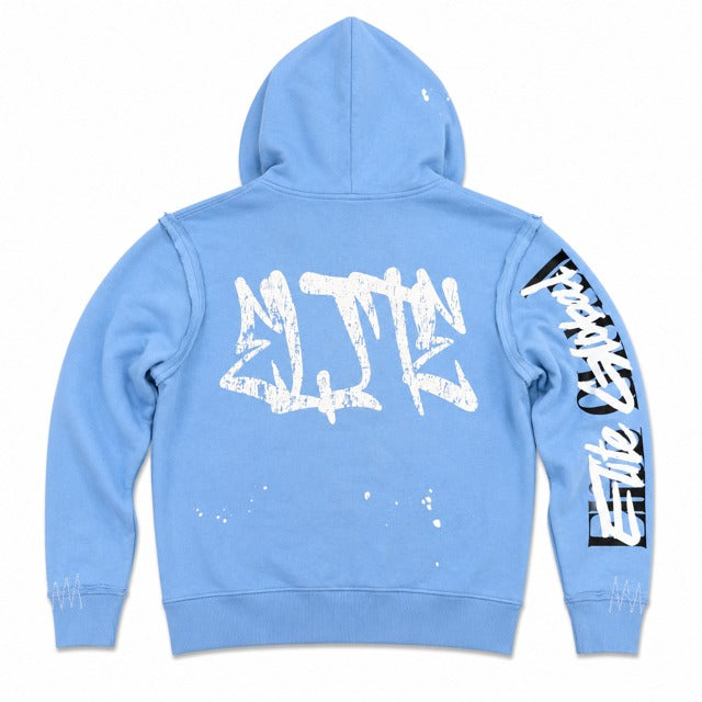 ELITE | MEN’S DOUBLE LAYER ROYAL ZIP-UP HOODIE - BABY BLUE (1136-D) - back