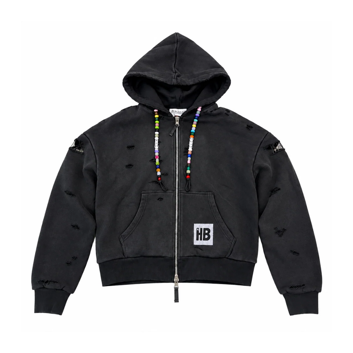 HYPEBOYS| THERMAL BEADS HOODIE BLACK