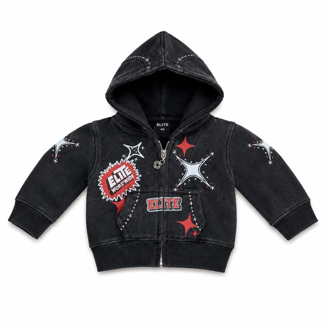 ELITE | INFANT STREET ART ZIP-UP HOODIE - BLACK (153348) - front