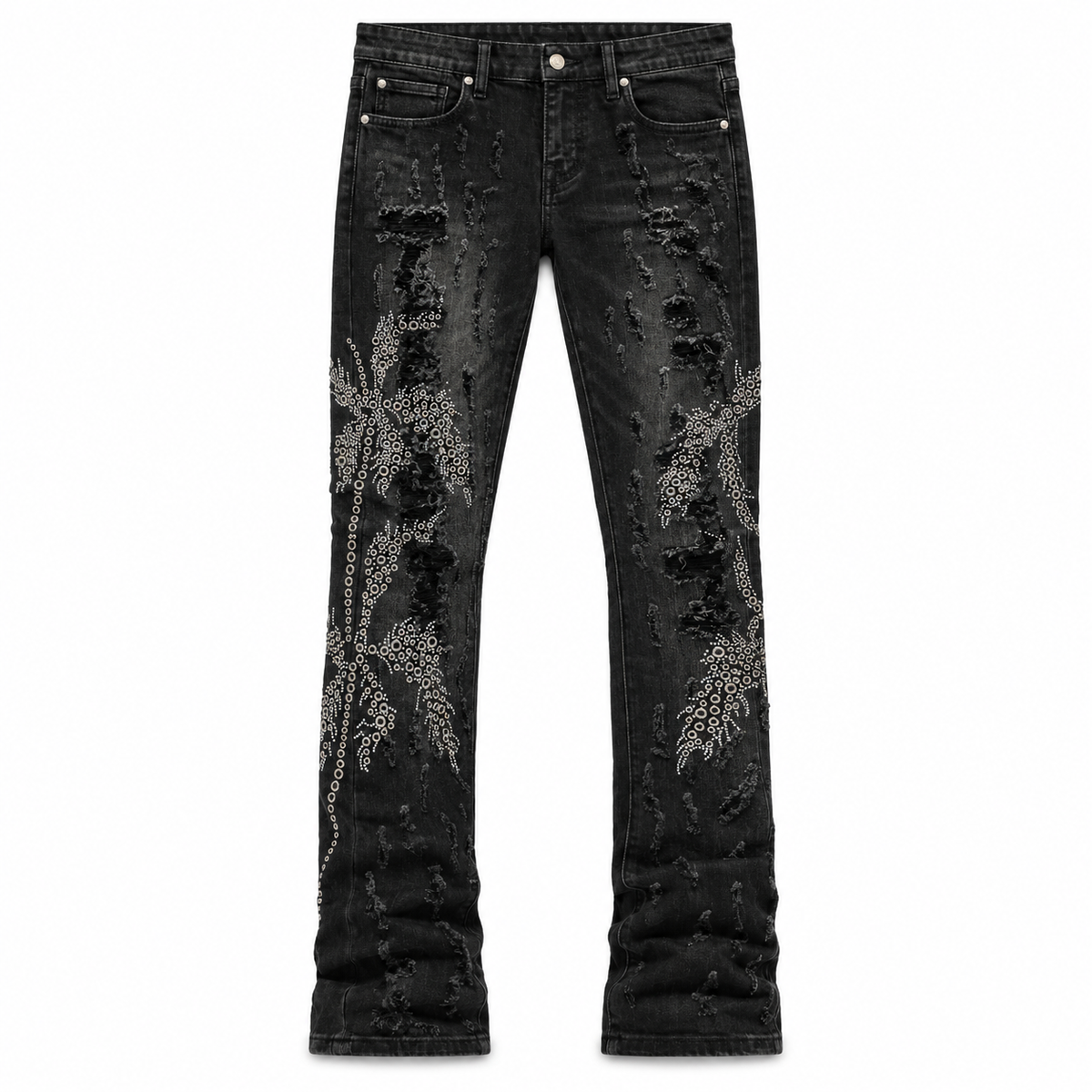 VALABASAS DAVENPORT BLACK WASH STACKED JEANS Black Wash front flat lay