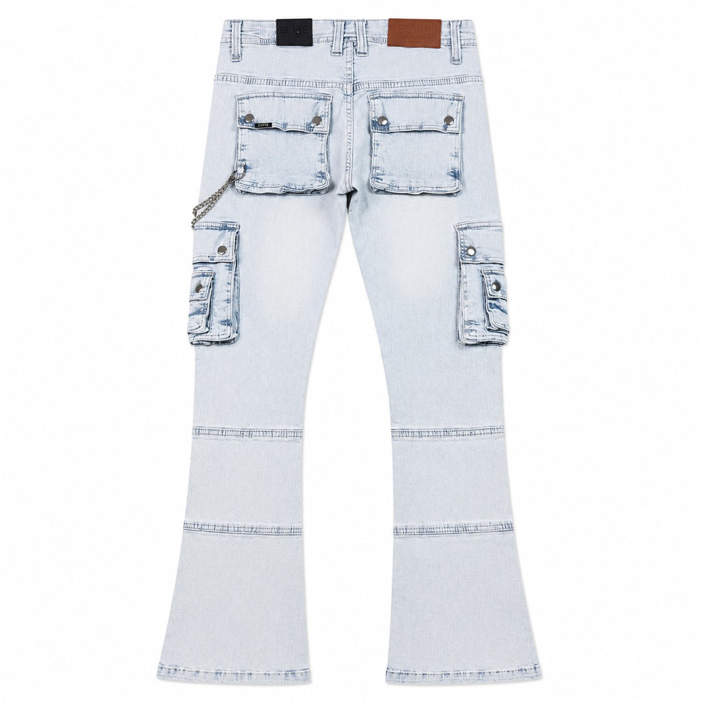 ELITE | MEN’S BUCKLE BLUE FLARE JEANS - BLUE WASH (19491) - back