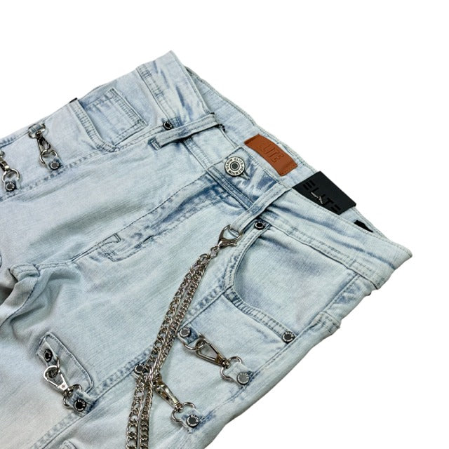 ELITE | MEN’S BUCKLE BLUE FLARE JEANS - BLUE WASH (19491) - detail 03