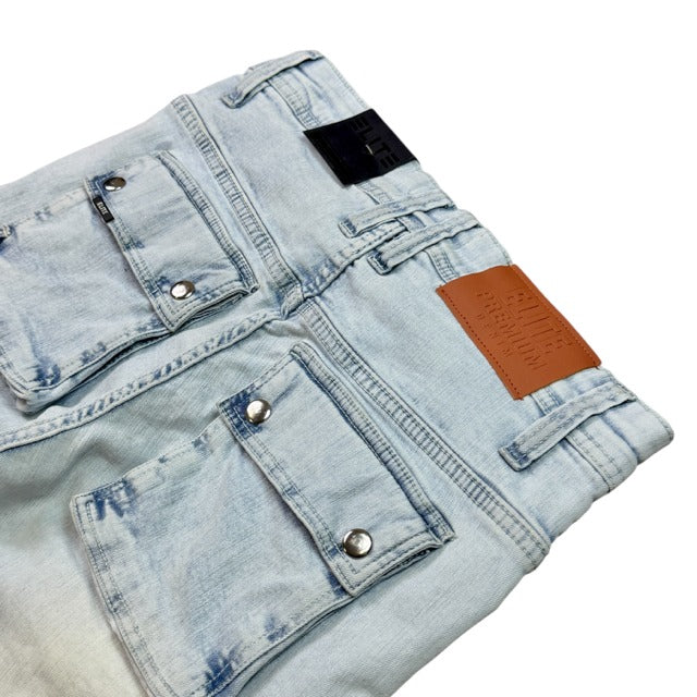 ELITE | MEN’S BUCKLE BLUE FLARE JEANS - BLUE WASH (19491) - detail 05