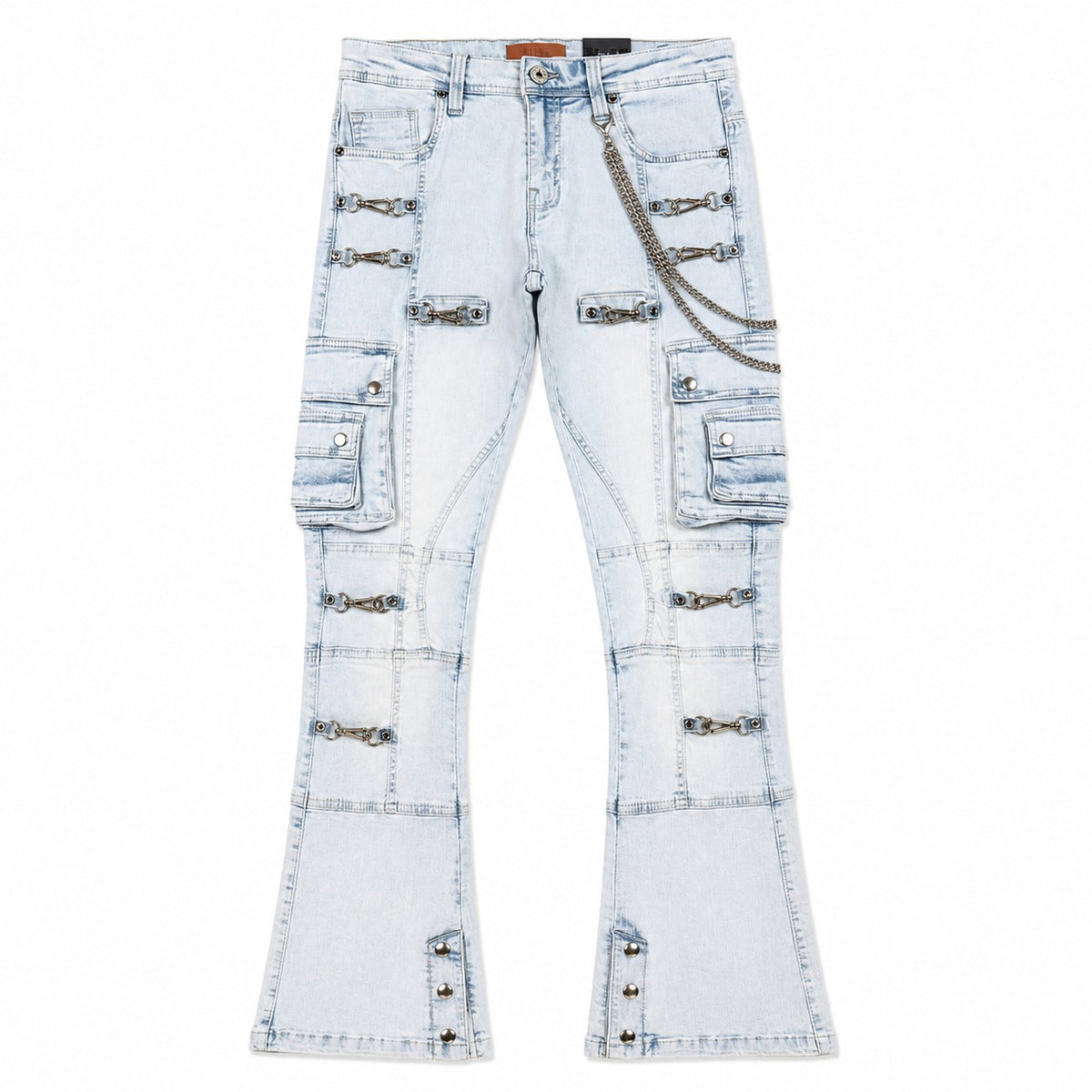 ELITE | MEN’S BUCKLE BLUE FLARE JEANS - BLUE WASH (19491) - front