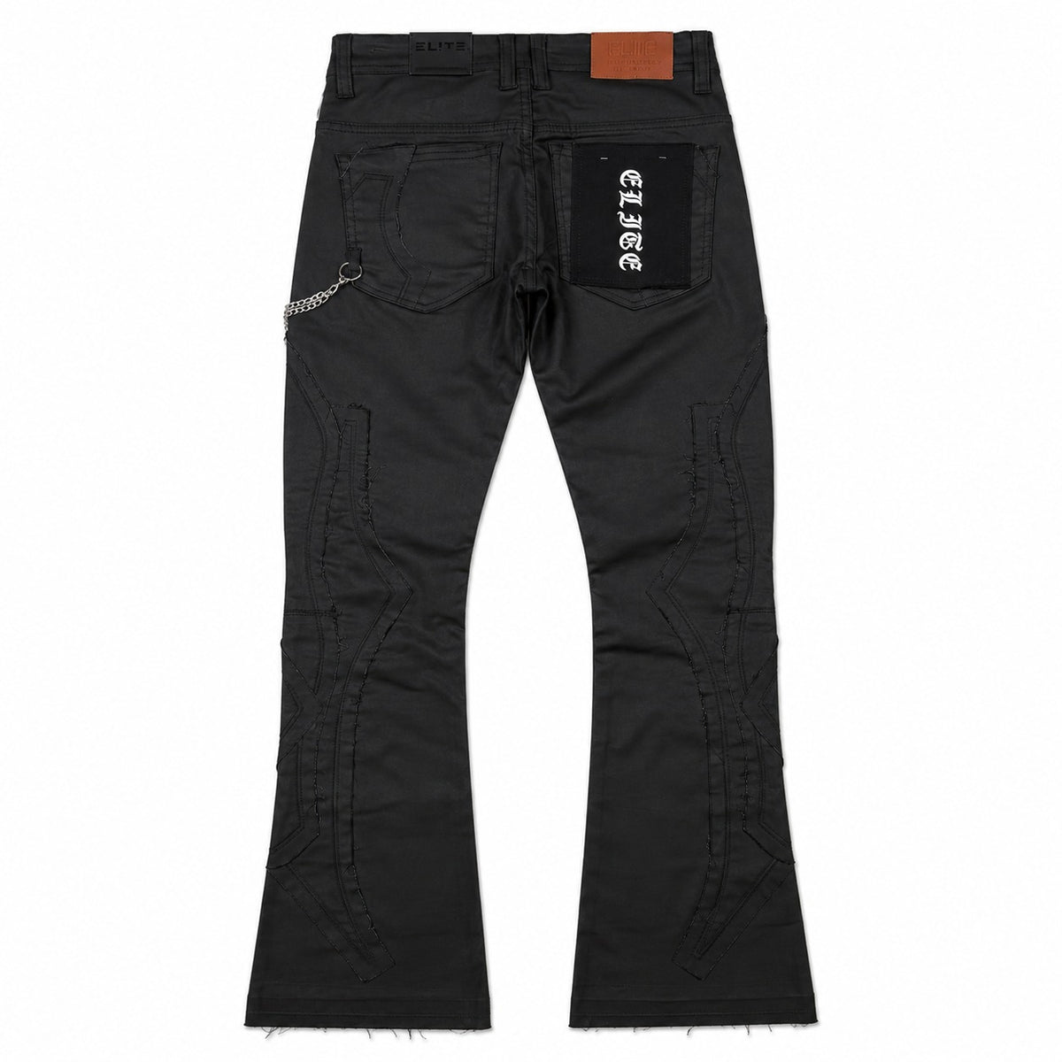 ELITE | MEN’S ZIPPER NINJA WAX FLARE JEANS - BLACK WAX (19493) - back