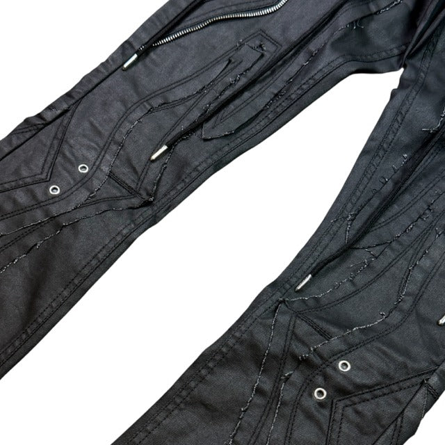 ELITE | MEN’S ZIPPER NINJA WAX FLARE JEANS - BLACK WAX (19493) - detail 03