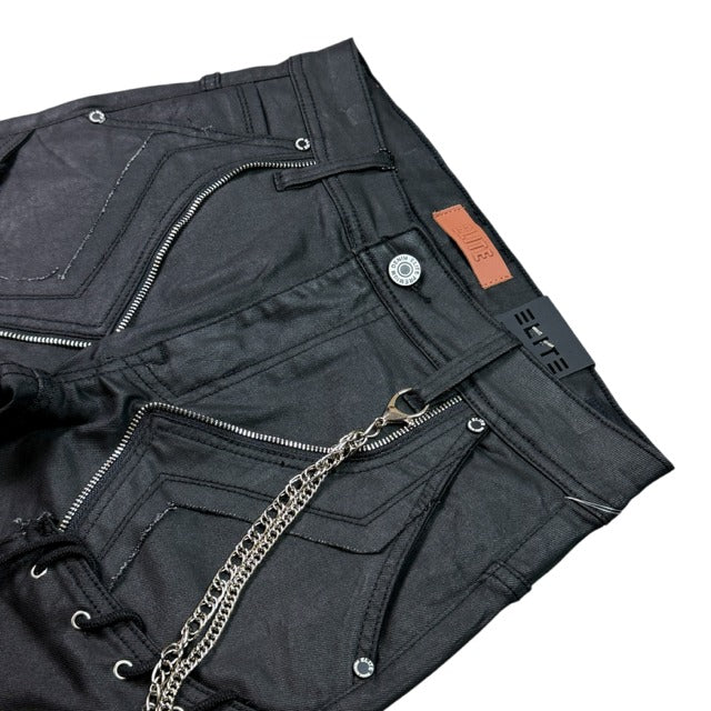 ELITE | MEN’S ZIPPER NINJA WAX FLARE JEANS - BLACK WAX (19493) - detail 04