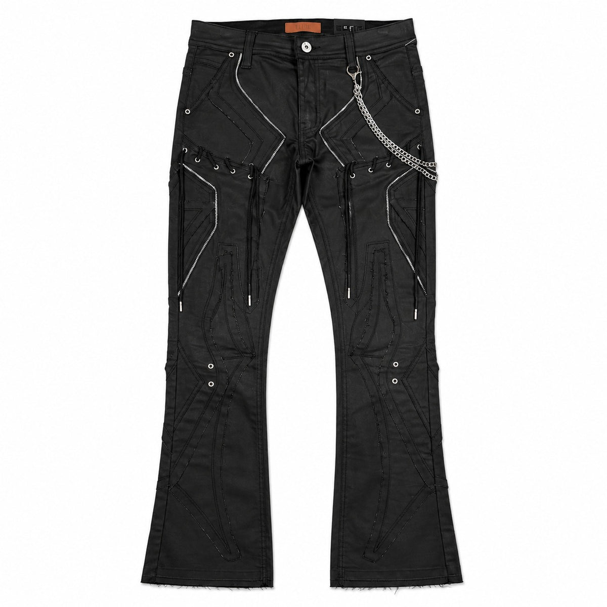 ELITE | MEN’S ZIPPER NINJA WAX FLARE JEANS - BLACK WAX (19493) - front
