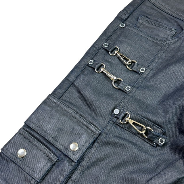ELITE | MEN’S DARK GREY WAX BUCKLE FLARE JEANS - DARK GREY WAX (19498) - detail 04