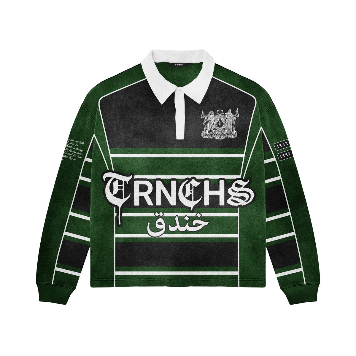 Khandaq Long Sleeve Polo in Green - original front flat lay