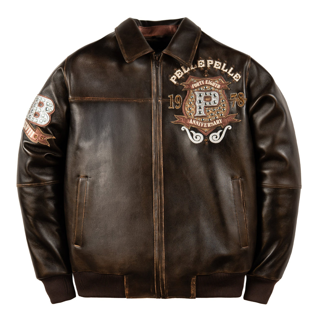 Pelle Pelle Unrivaled Anniversary Jacket, Brown Abrasion, front