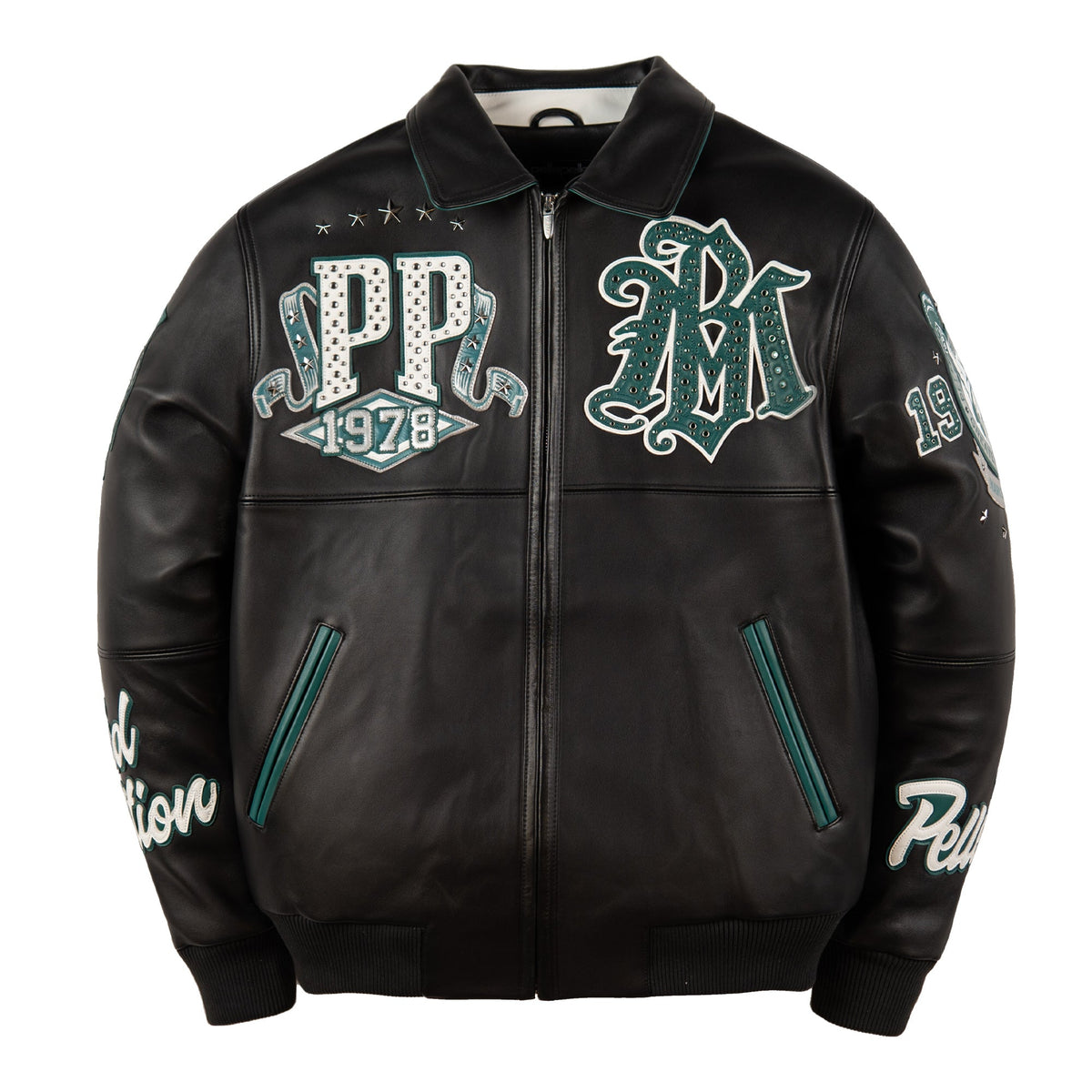 Pelle Pelle All Time Champions Jacket, Black / Dark Green, front