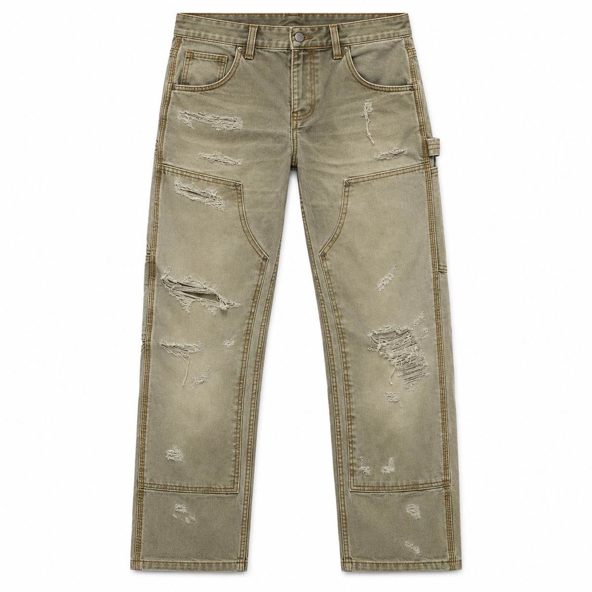 VALABASAS BOOKER CANVAS GREEN STRAIGHT JEANS Green front flat lay