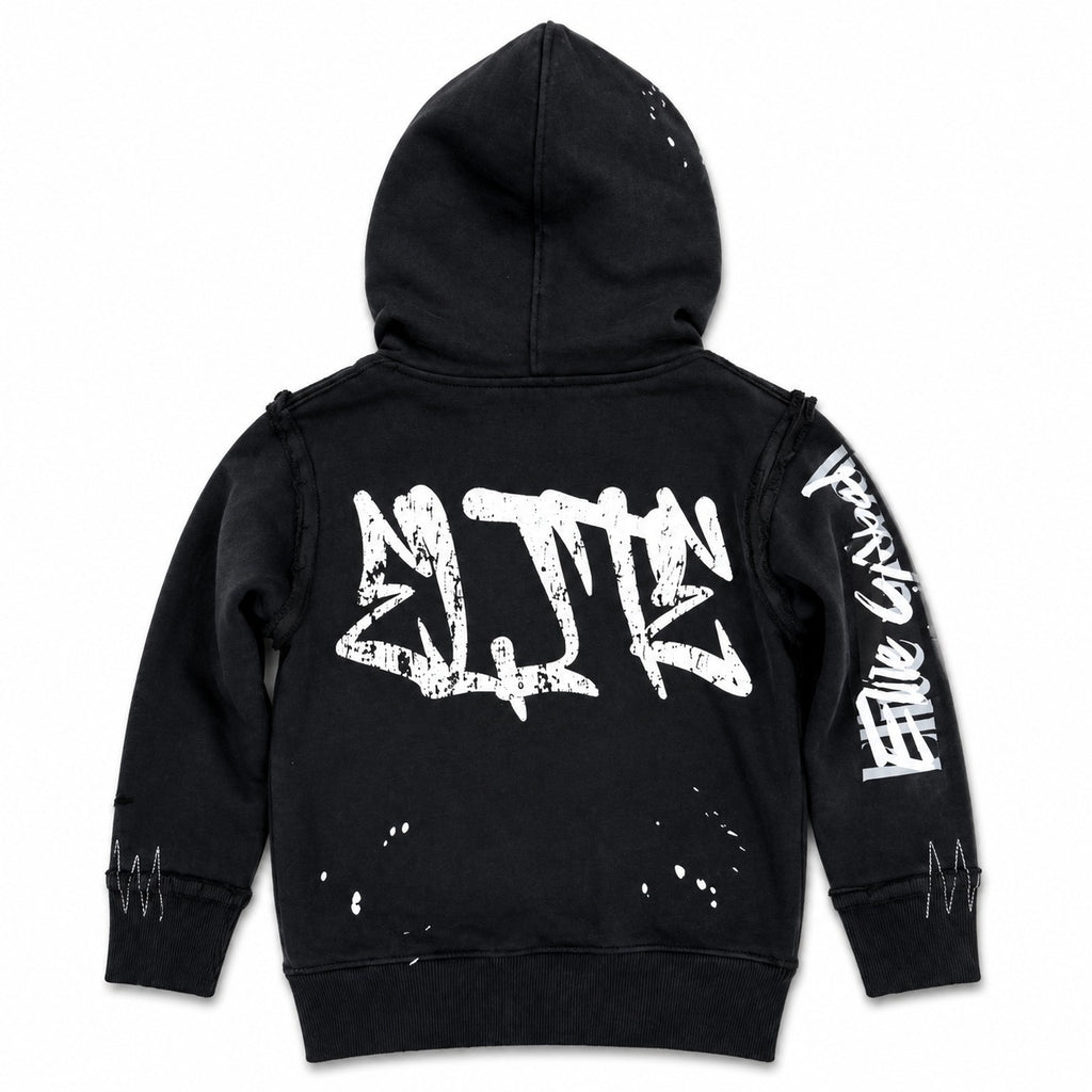 ELITE | KIDS DOUBLE LAYER ROYAL ZIP-UP HOODIE - BLACK / RED (4377-JR) - back