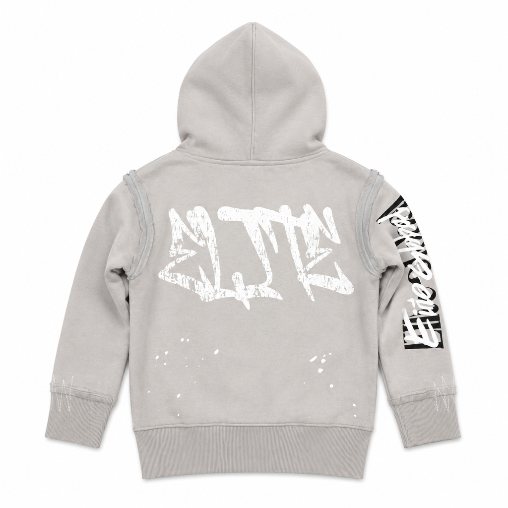 ELITE | KIDS DOUBLE LAYER ROYAL ZIP-UP HOODIE - GREY / BLUE (4379-JR) - back
