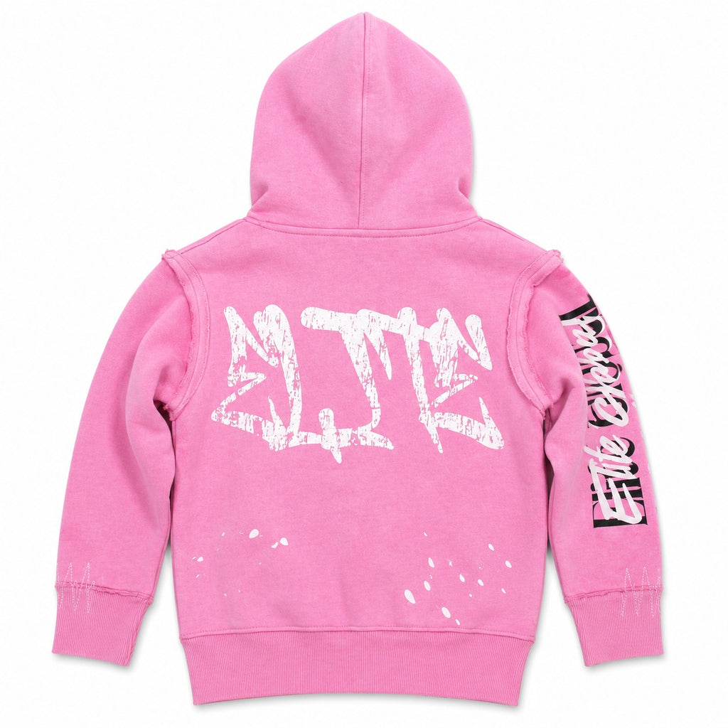 ELITE | KIDS DOUBLE LAYER ROYAL ZIP-UP HOODIE - PINK / BLACK (4380-JR) - back
