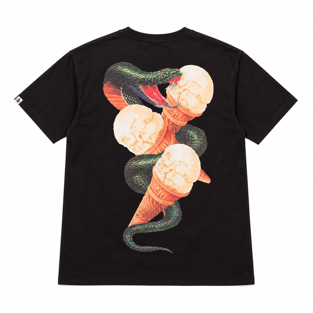 SHINER SS TEE BLACK - back flat lay on white