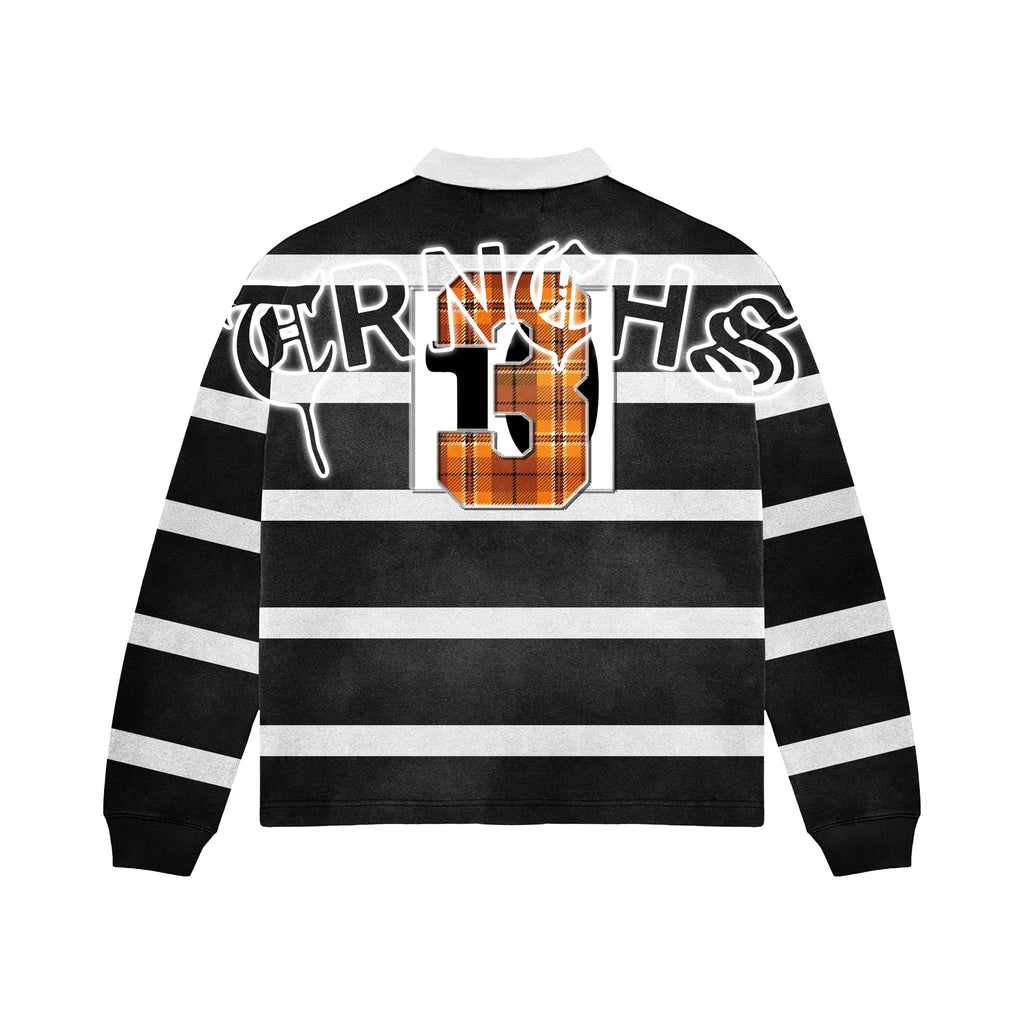Halloween Black / White Polo " Grow Dark" - original back flat lay