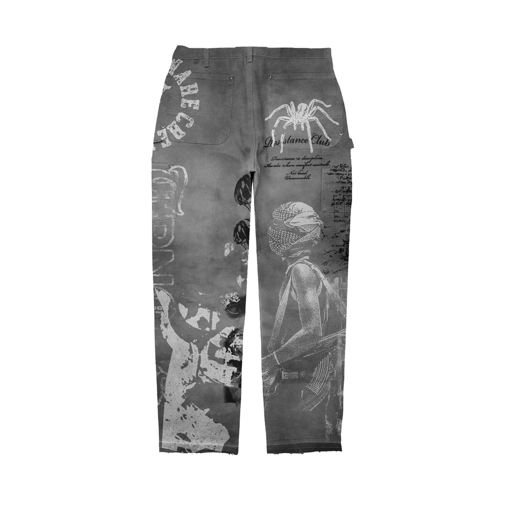 Shadow Rebellion Vintage Light Grey Straight Fit Jeans - original back flat lay
