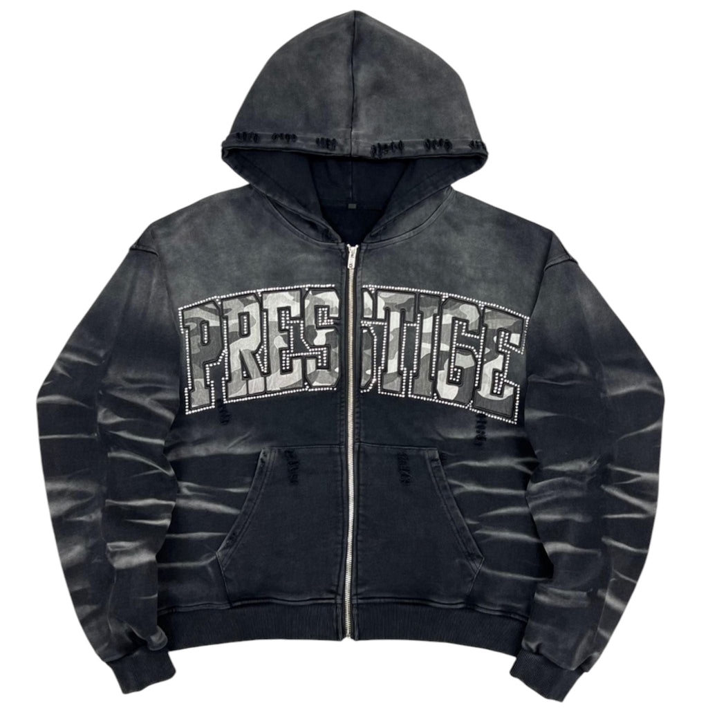 ECLIPSE ZIP-UP HOODIE - Black - front flat lay