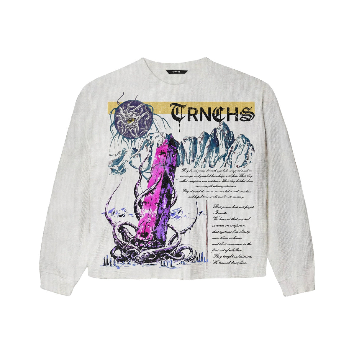 Awakening White Crewneck - original front flat lay