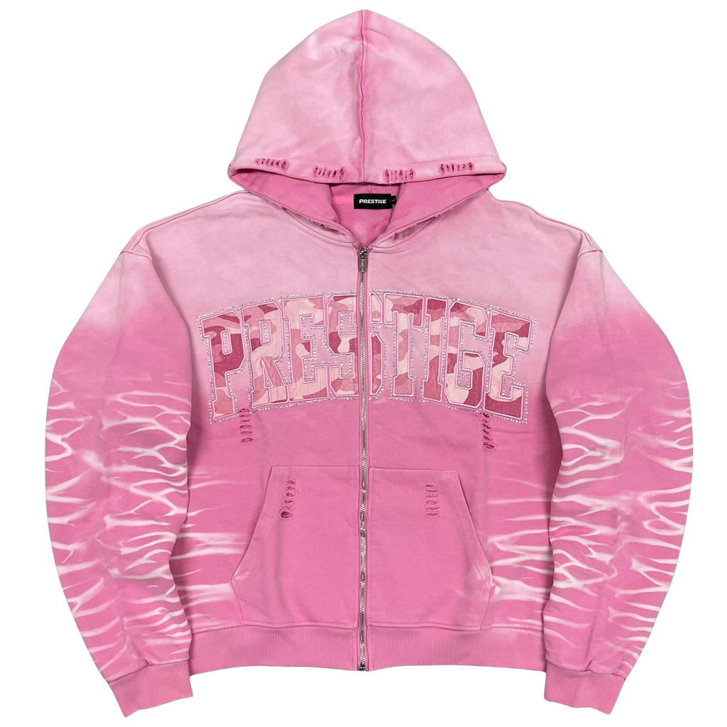 ECLIPSE ZIP-UP HOODIE - Pink - front flat lay