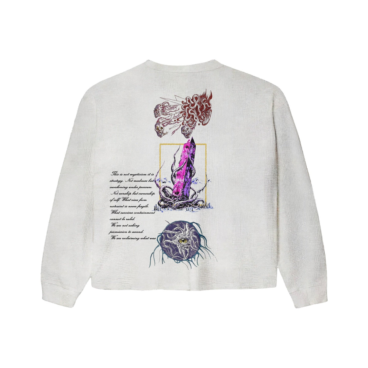 Awakening White Crewneck - original back flat lay