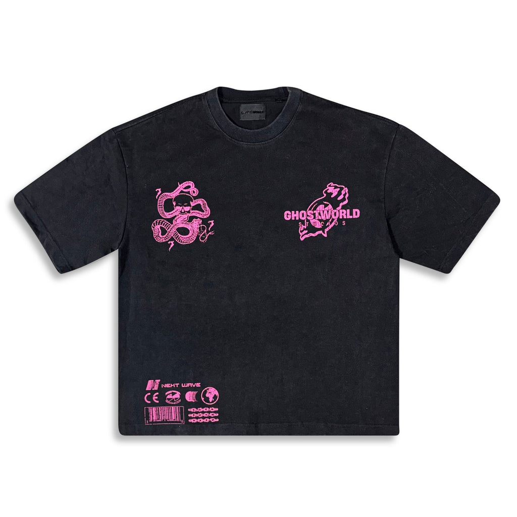 GHST WRLD | WORLD AT WAR TEE - BLACK - front flat lay
