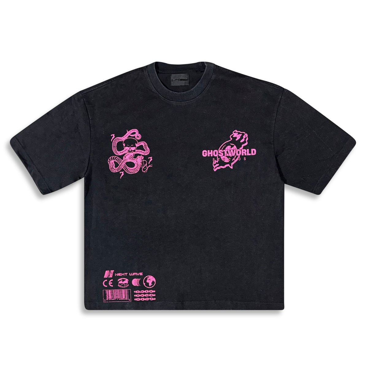 GHST WRLD | WORLD AT WAR TEE - BLACK - front flat lay