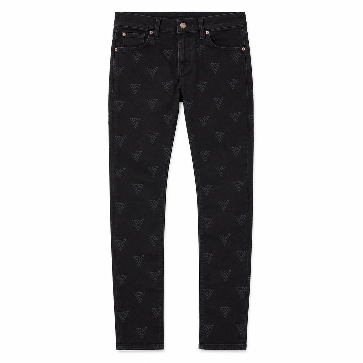 VALABASAS CAELUNE BLACK SKINNY JEANS Black front flat lay